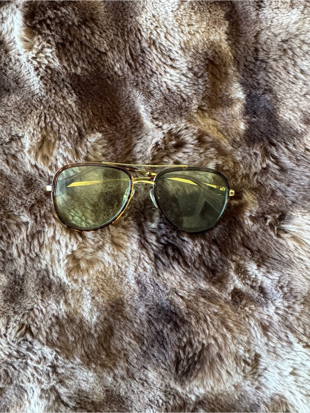Aviator Sunglasses in Olive Green with Gold Frame